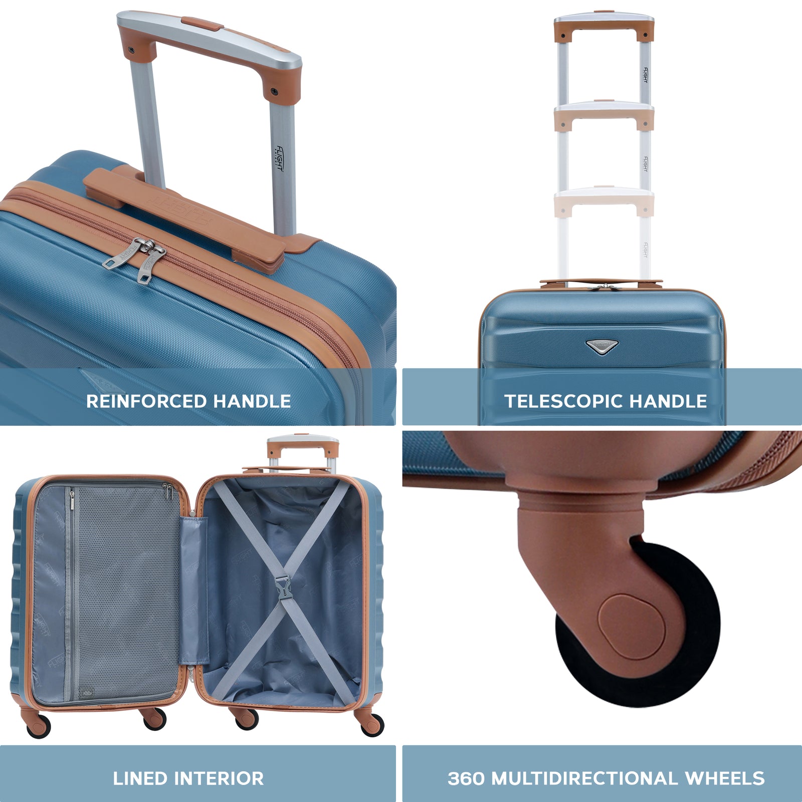 55x40x20cm Lightweight Luggage Hard Shell Cabin Suitcase 60+ Airlines Approved - Carry On Case - 4 Wheels | 55 x 40 x 20cm | Blue