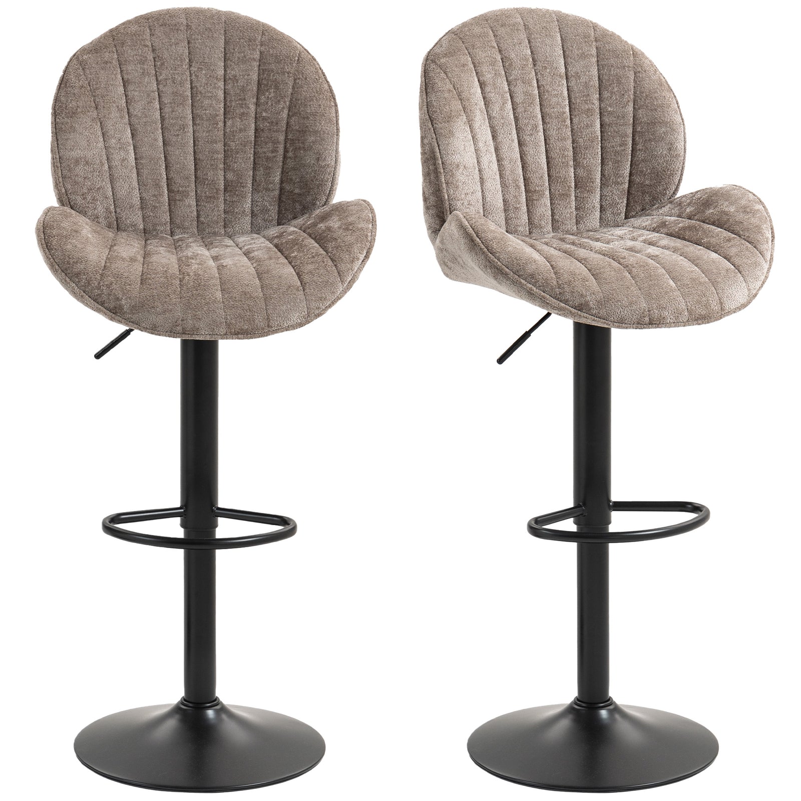 Modern Bar Stools Set Of 2, Swivel Counter Height Barstools | Brown
