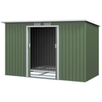 9 X 4ft Outdoor Metal Frame Garden Storage Shed W/ 2 Door | Green