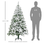6ft Snow Flocked Artificial Christmas Tree W/ Realistic Branch Tips | 6ft | Green