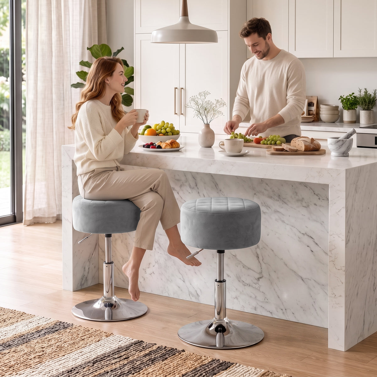 HOMCOM Bar Stool Adjustable Swivel 1 Piece
