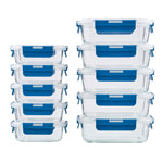 Set Of 10 Glass Oven Safe Food Storage Containers With Plastic Lids