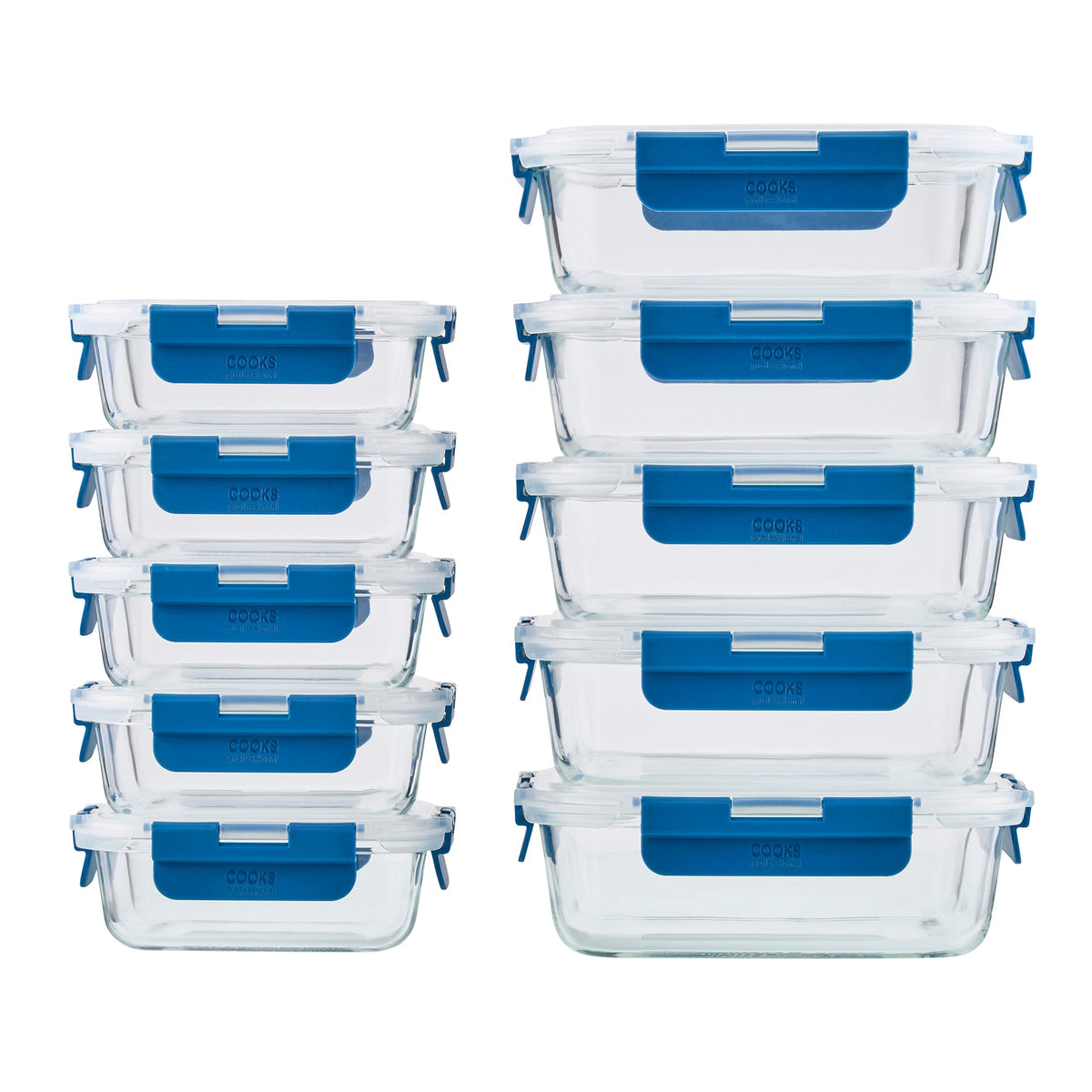 Set Of 10 Glass Oven Safe Food Storage Containers With Plastic Lids
