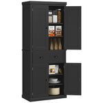 Kitchen Storage Cabinet W/ Drawers Cupboards Shelves Home | Black