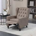 Marble Effect Reclining Armchair W/ Footrest | Brown