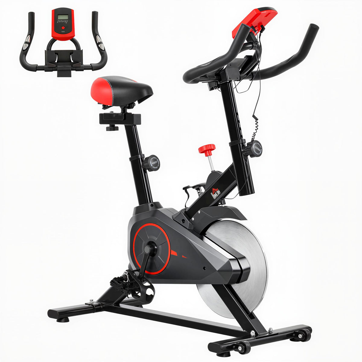 HOMCOM Indoor Exercise Bike With Adjustable Height, Resistance