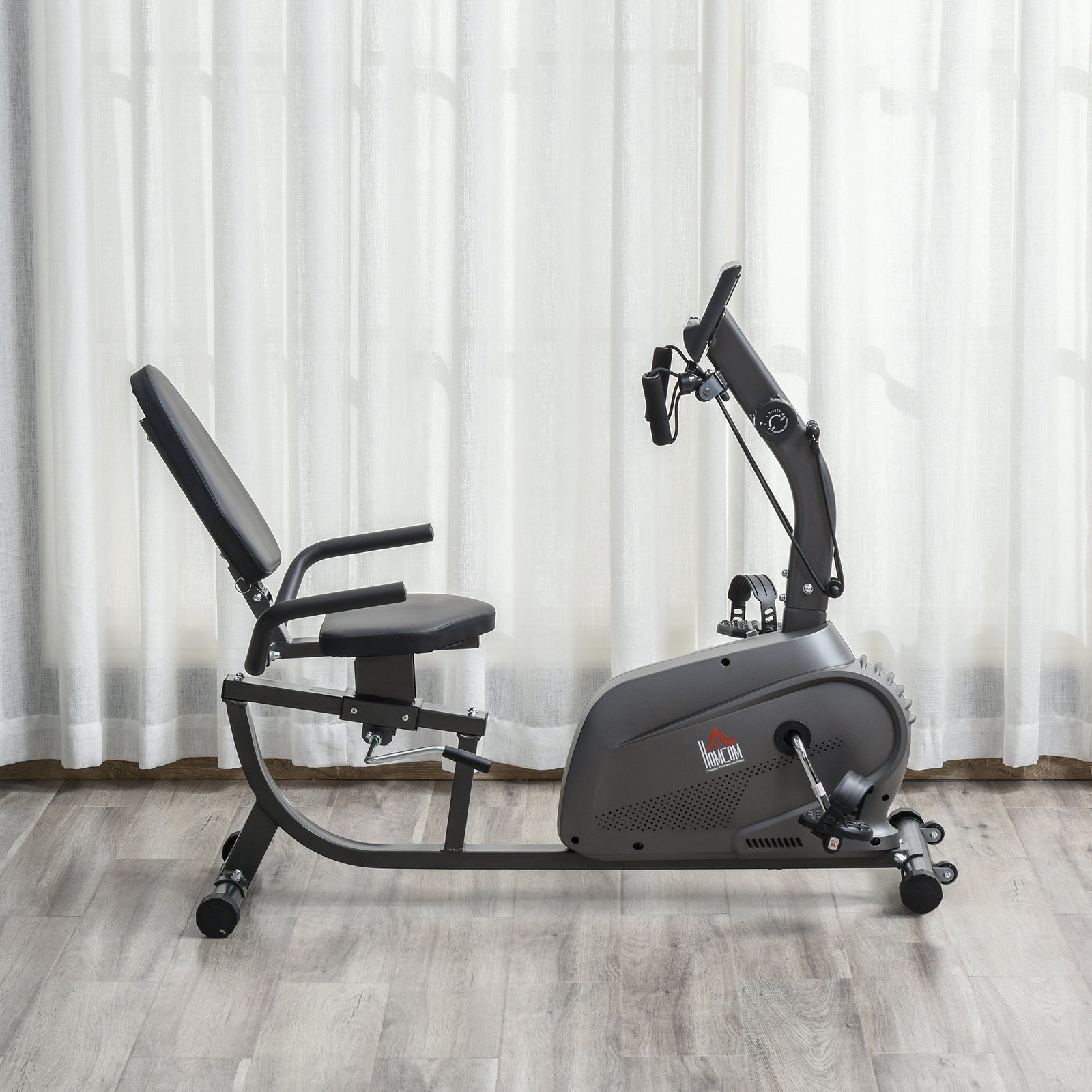 Stationary Recumbent Bike With Lcd Monitor & Pad Holder | Black