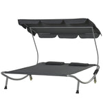 Double Hammock Swing Lounger W/ Canopy & Pillows | Grey