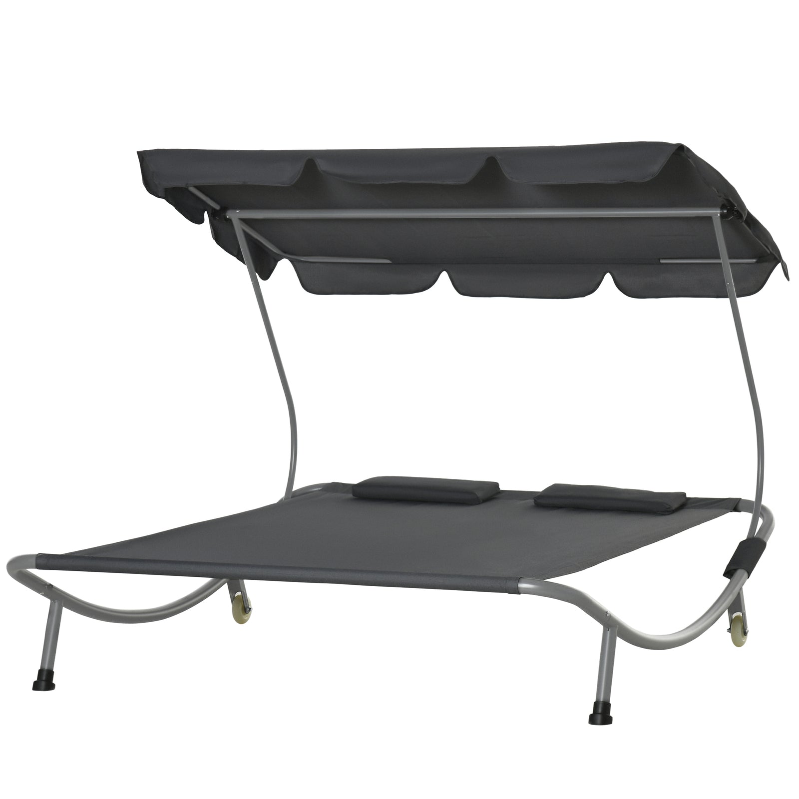 Double Hammock Swing Lounger W/ Canopy & Pillows | Grey