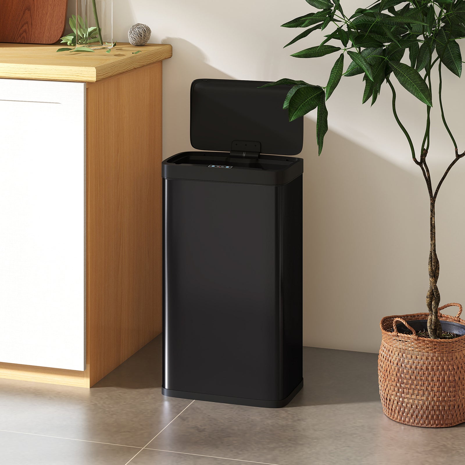 45l Sensor Bin, Stainless Steel Kitchen Bin With Automatic Close | Black