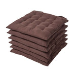 100% Cotton Seat Pads Plain Chair Cushions For Dining Room, Kitchen, Or Outdoor Garden Use | Set-of-6 | Chocolate