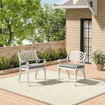 2-piece Retro Cast Aluminium Garden Chair Set Including Cushion | White