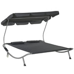 Double Hammock Swing Lounger W/ Canopy & Pillows | Grey