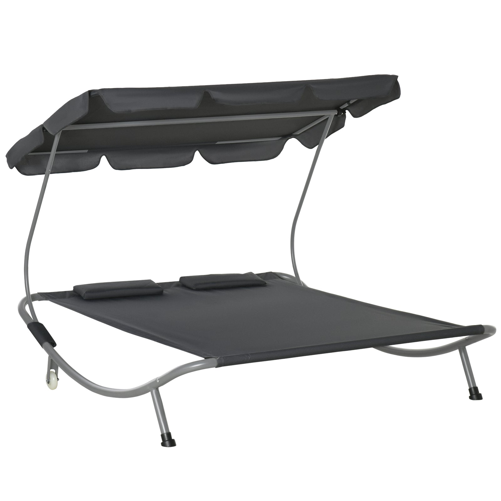 Double Hammock Swing Lounger W/ Canopy & Pillows | Grey