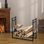 Firewood Stand W/ 4-pc Tools Set, Black