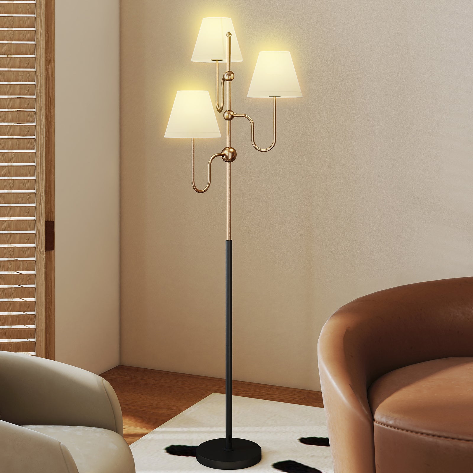HOMCOM 3-light Floor Lamp, 165 Cm Tall Standing Lamp With Foot Switch