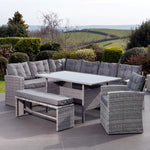 Piana 10 Seat Rattan Corner Sofa With Table, Bench And Chair | Grey