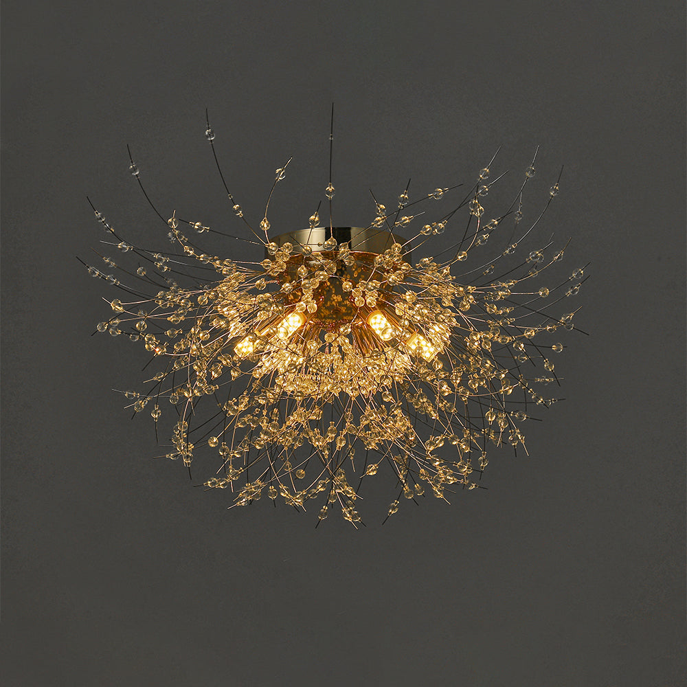 50cm Dandelion Ceiling Light Chandelier 6-light Modern Flush Mount Ceiling Light Fixture | Gold