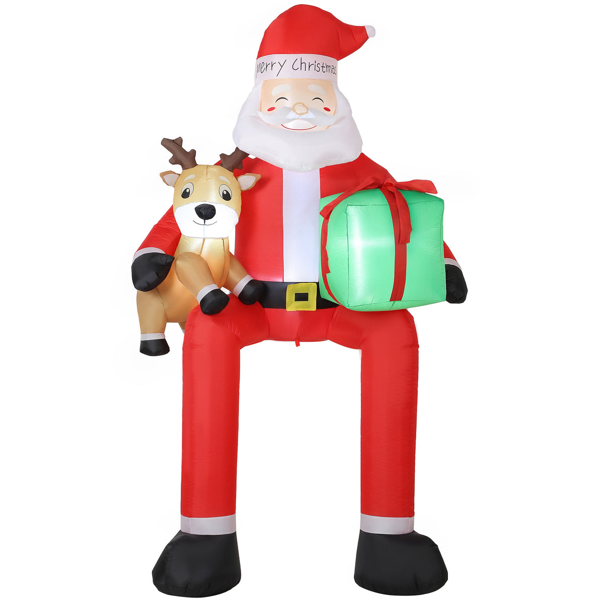 Outsunny 9.3ft Giant Christmas Inflatable Hanging Santa Claus W/ Reindeer