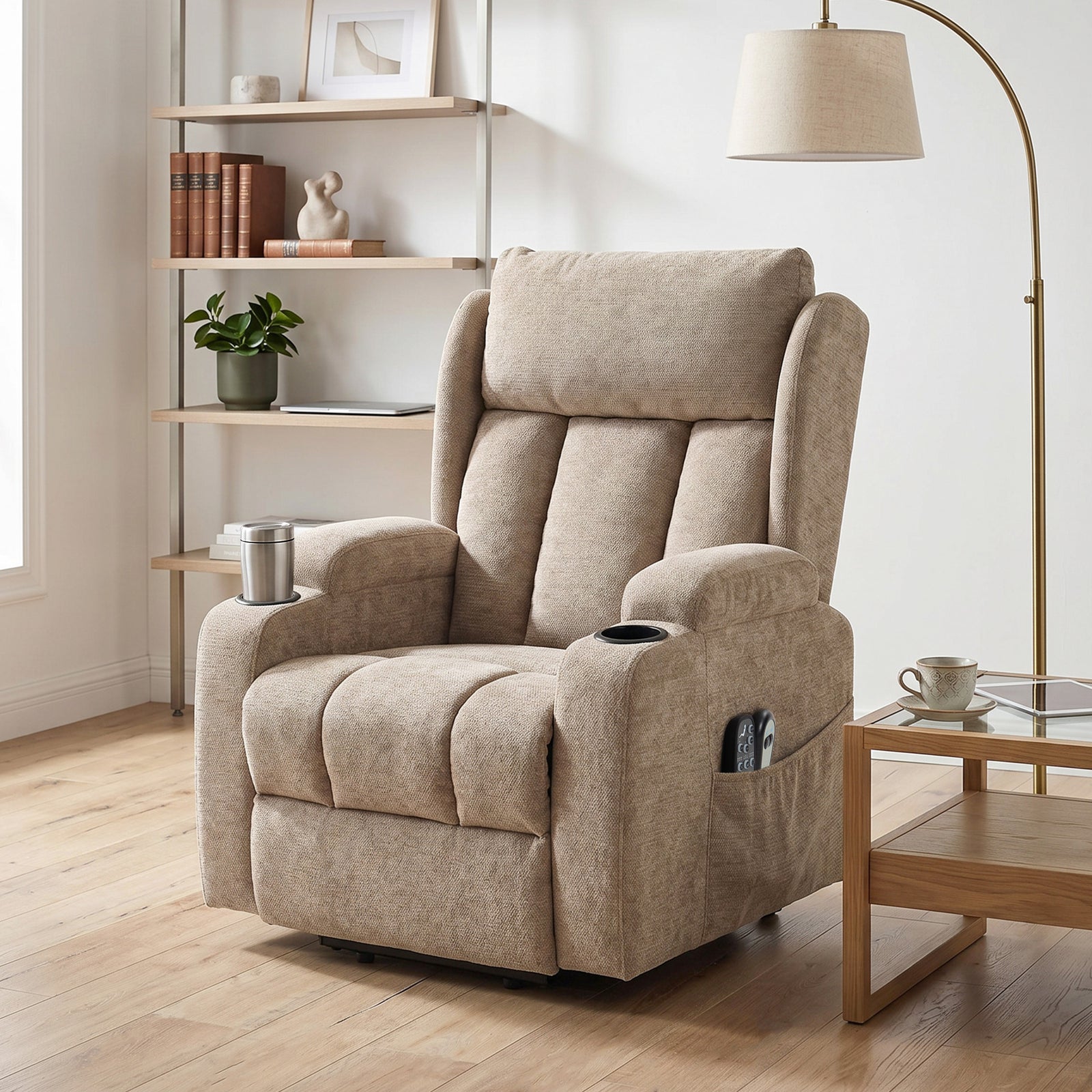 Power Recliner Chair W/ Massage And Heat, Electric Lift Chair | Brown