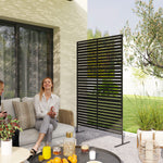 Outsunny Outdoor Privacy Screen, Freestanding Outdoor Divider, Striped Black