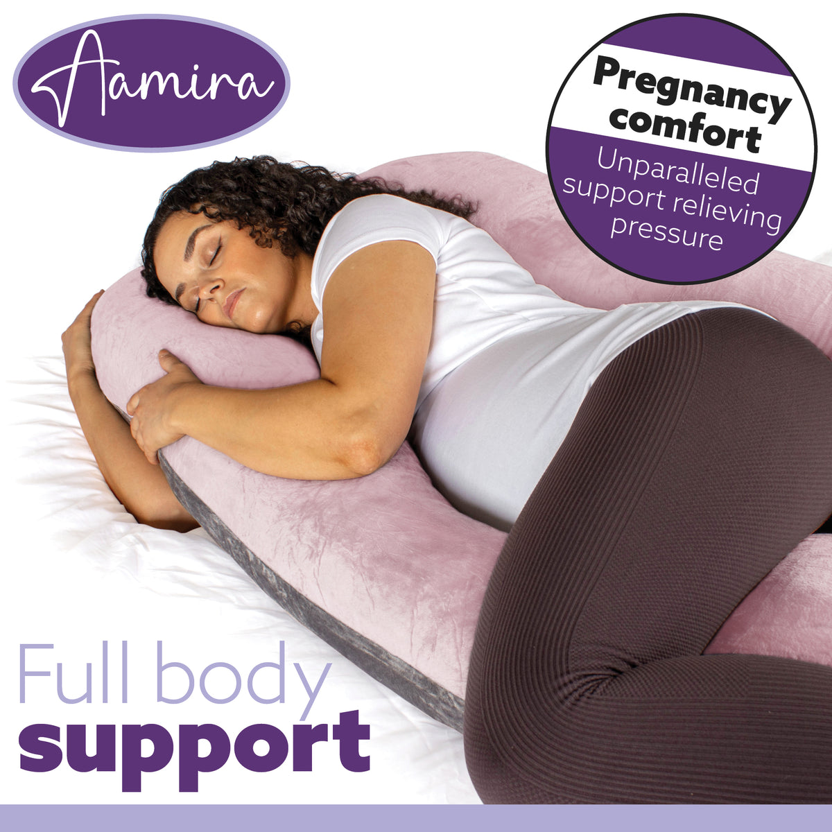 U Shaped Pregnancy Pillow, 135x75x20cm Shredded Memory Foam Full Body Maternity Cushion For Sleeping | U Shape | Pink