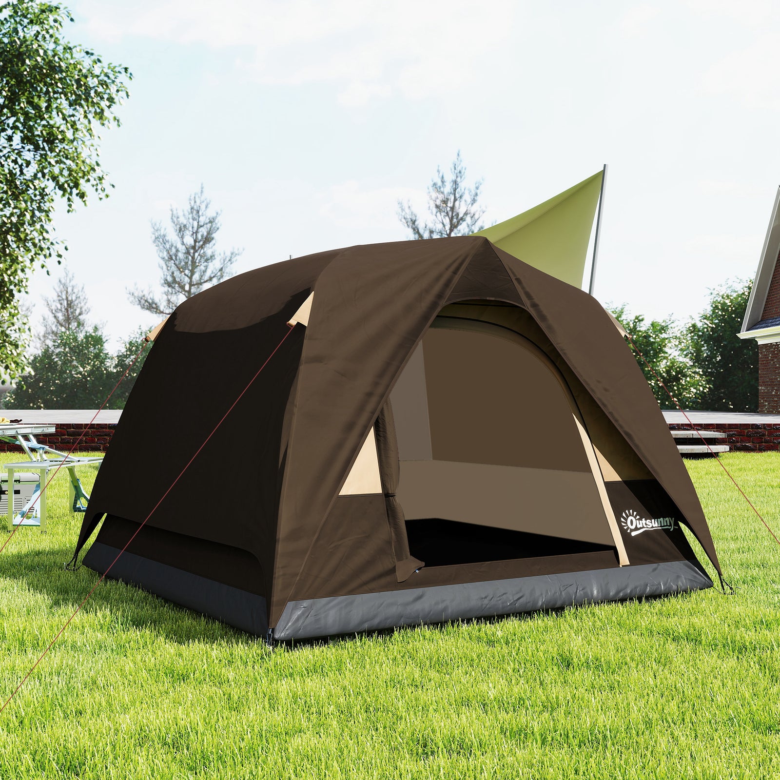 3-4 Person Camping Tent, Waterproof Tent | Brown
