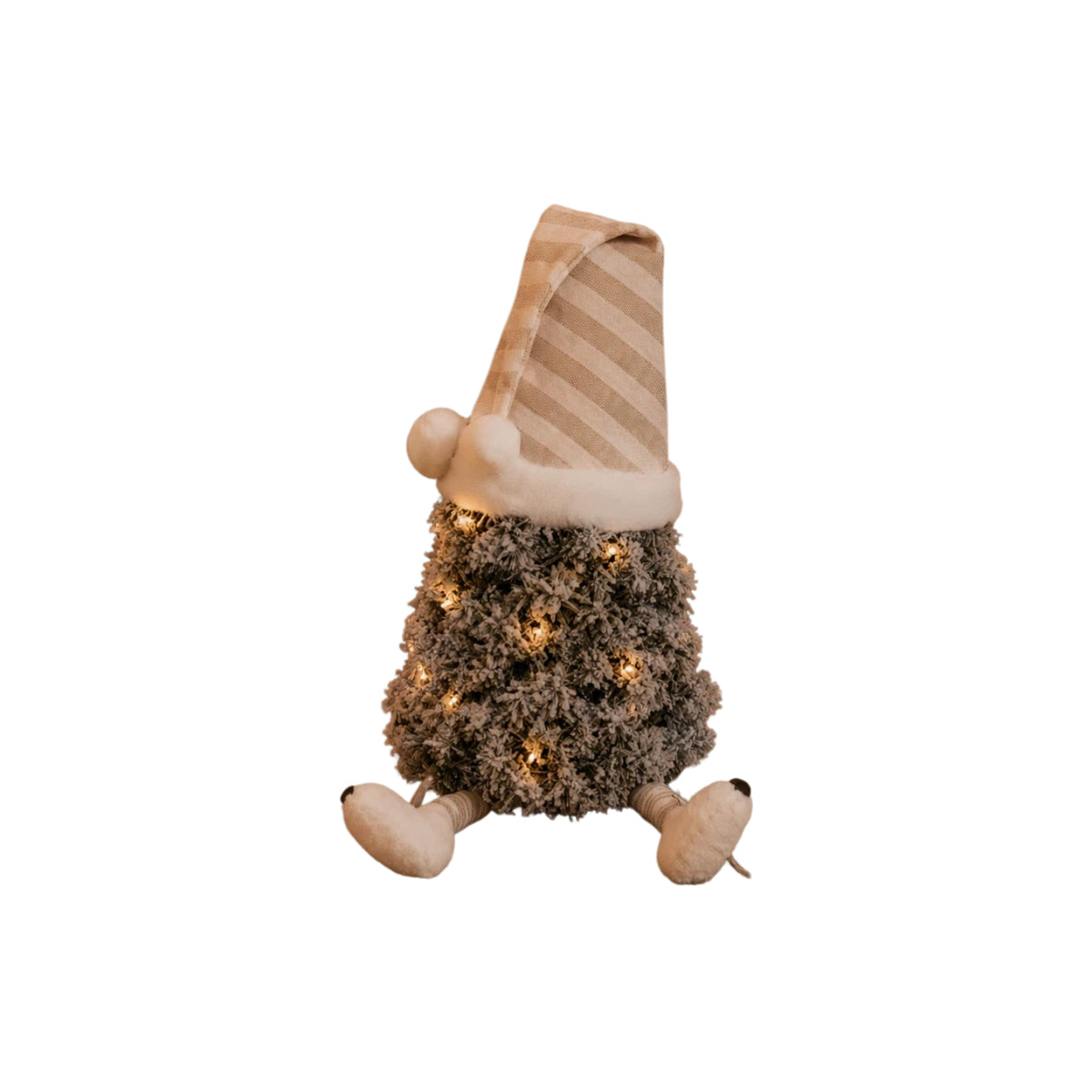 Indoor & Outdoor Living Flocked Mini Tree Gonk With Striped Nightcap And Dangly Legs