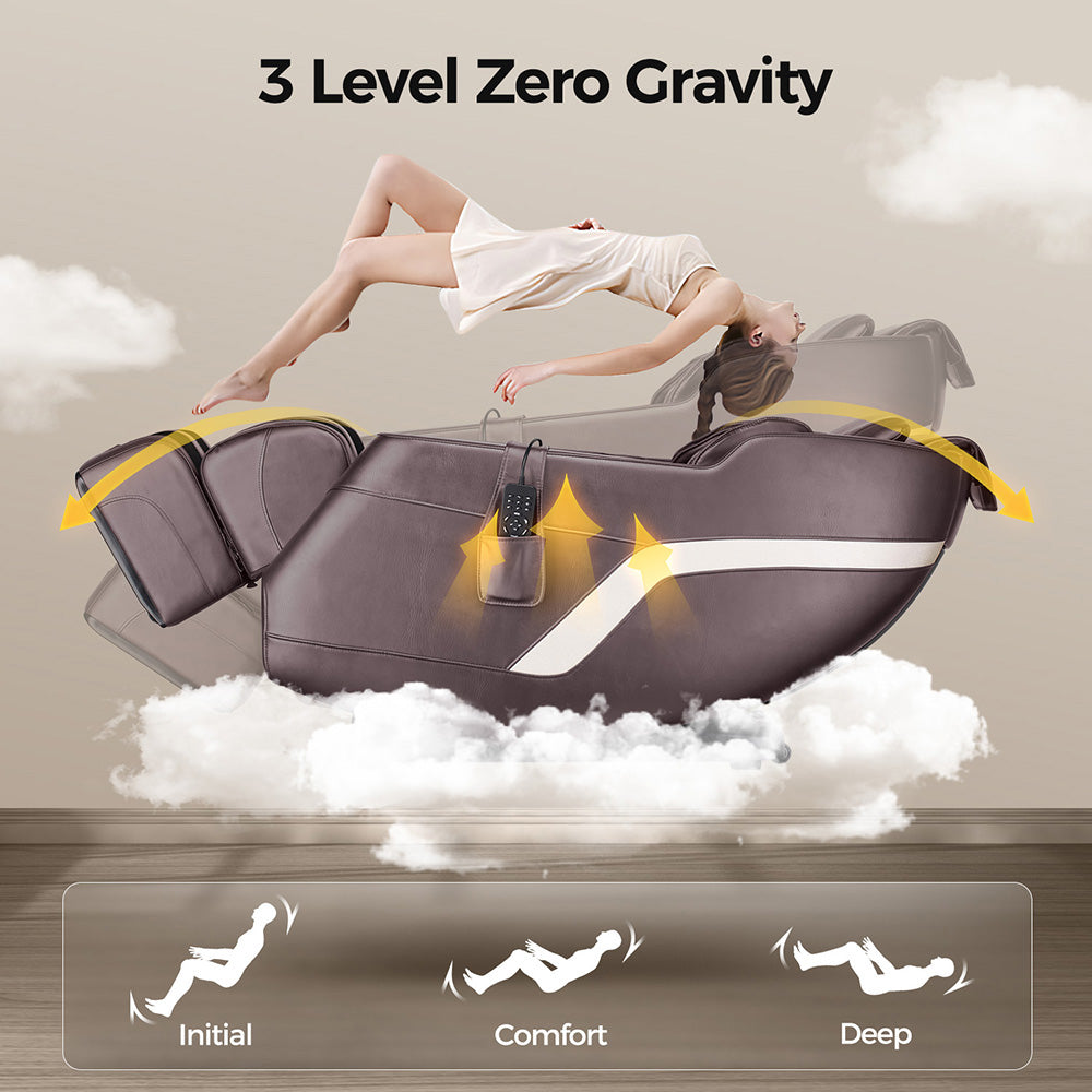 Zero Gravity Full Body Massage Chair With Heat And Handheld Remote Reclining Back, Foot Roller, Air Compression, Shiatsu Massage For Home And Office | Brown