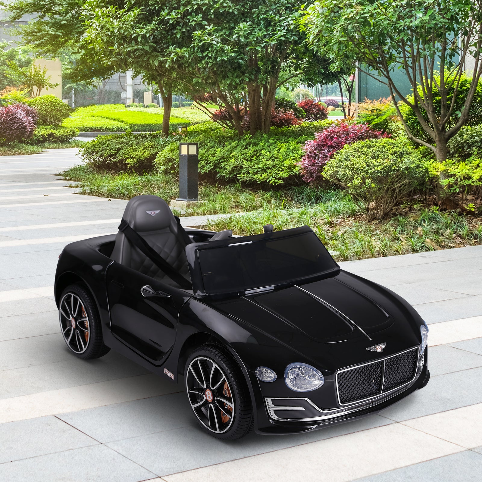 Electric Ride-on Car W/ Led Lights Music Parental Remote Control | Black