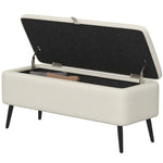 Storage Ottoman, Linen Fabric Bench With Flip Top