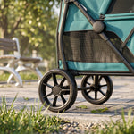 Dog Stroller, 3 Wheels Pet Stroller With Easy One-click Quick Fold | Dark Green
