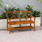 Wooden Garden Bench W/ Armrests