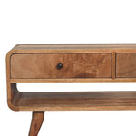 Solid Wood Reverse Curve Oak-ish Media Unit
