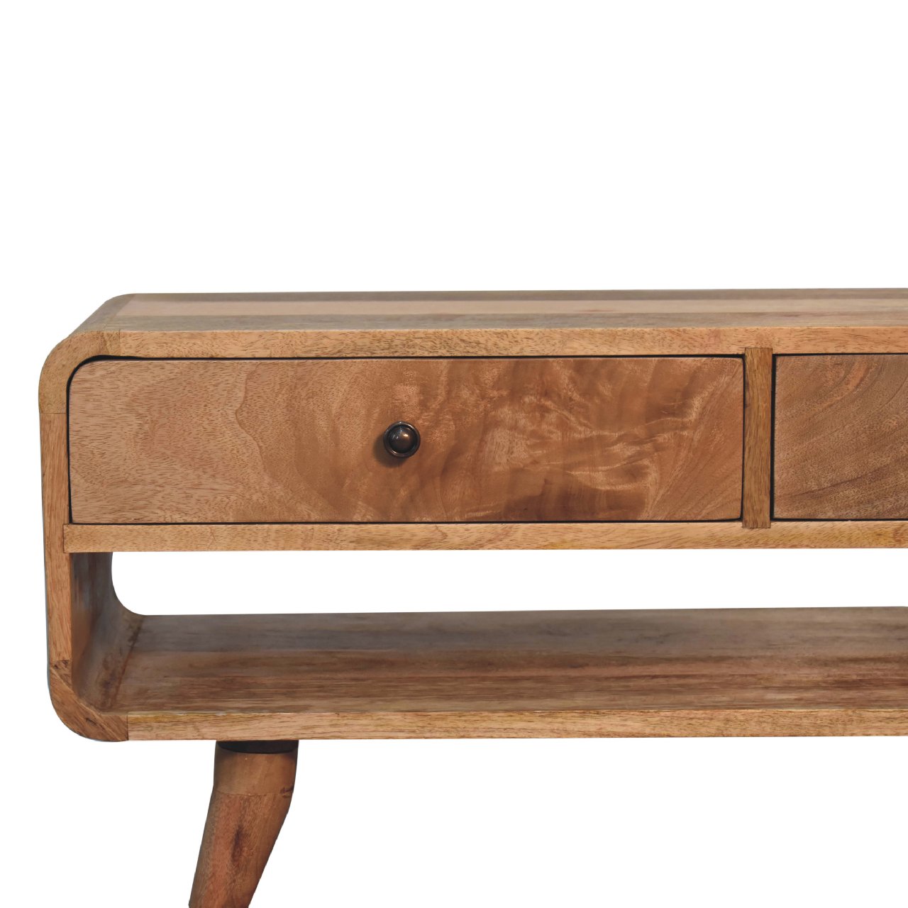 Solid Wood Reverse Curve Oak-ish Media Unit