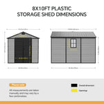 Breeins 8x10ft Plastic Garden Storage Shed With Lockable Door