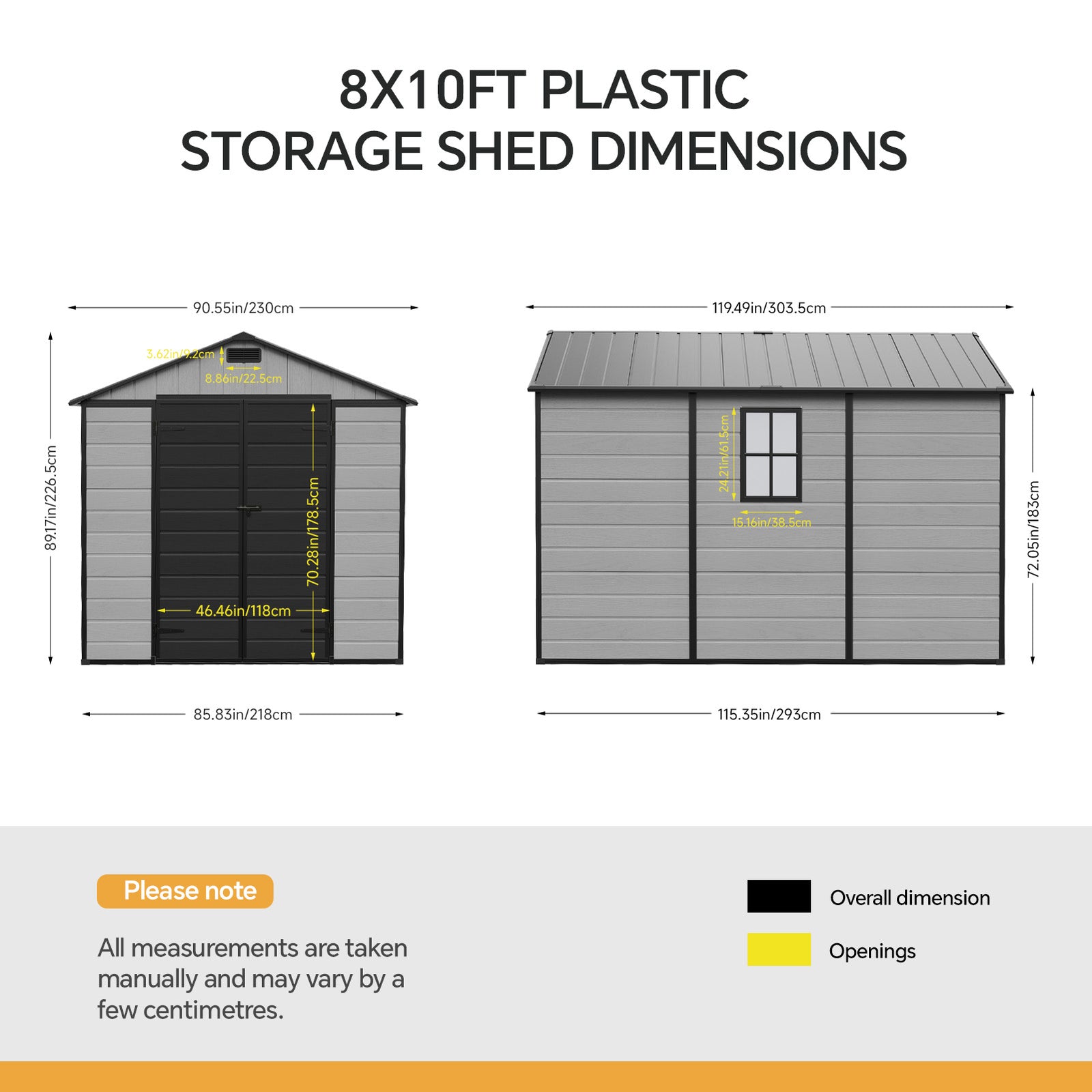 Breeins 8x10ft Plastic Garden Storage Shed With Lockable Door