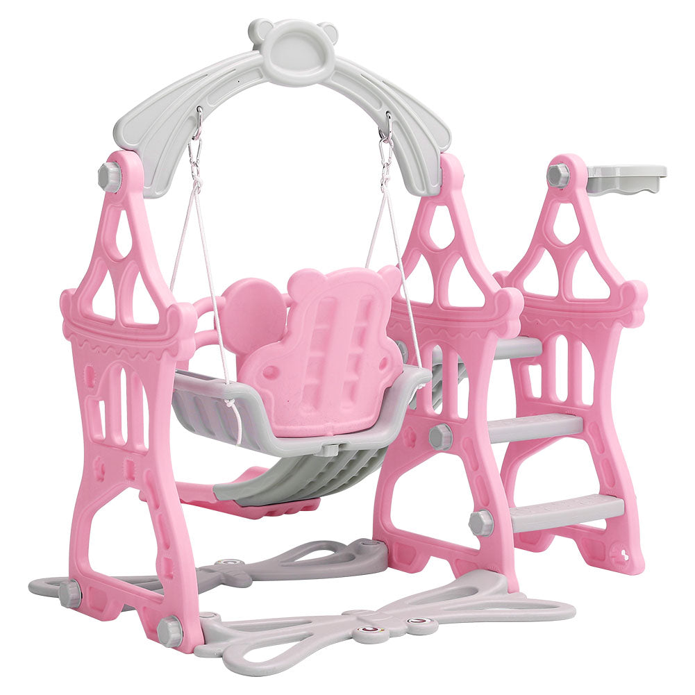 Toddler Slide And Swing Set With Basketball Hoop Indoor Outdoor Climber Playset For Kids Ages 1-3, Slide With Swing & Ball Hoop