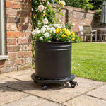 Metal Piot Caddy Stand With Lockable Wheels - Pack Of 2 | 25cm | Black