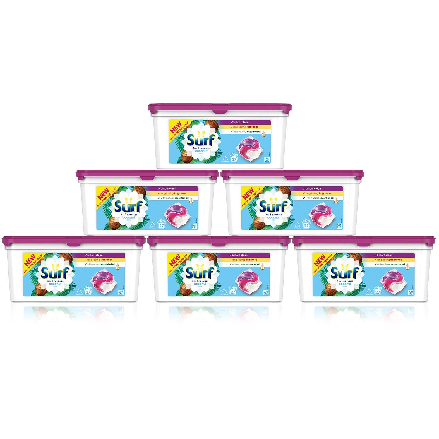 3-in-1 Washing Capsules Coconut Bliss, With Natural Essential Oil | Set of 6