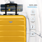 55x40x20cm Lightweight Luggage Hard Shell Cabin Suitcase 60+ Airlines Approved - Carry On Case - 4 Wheels | 55 x 40 x 20cm | Yellow