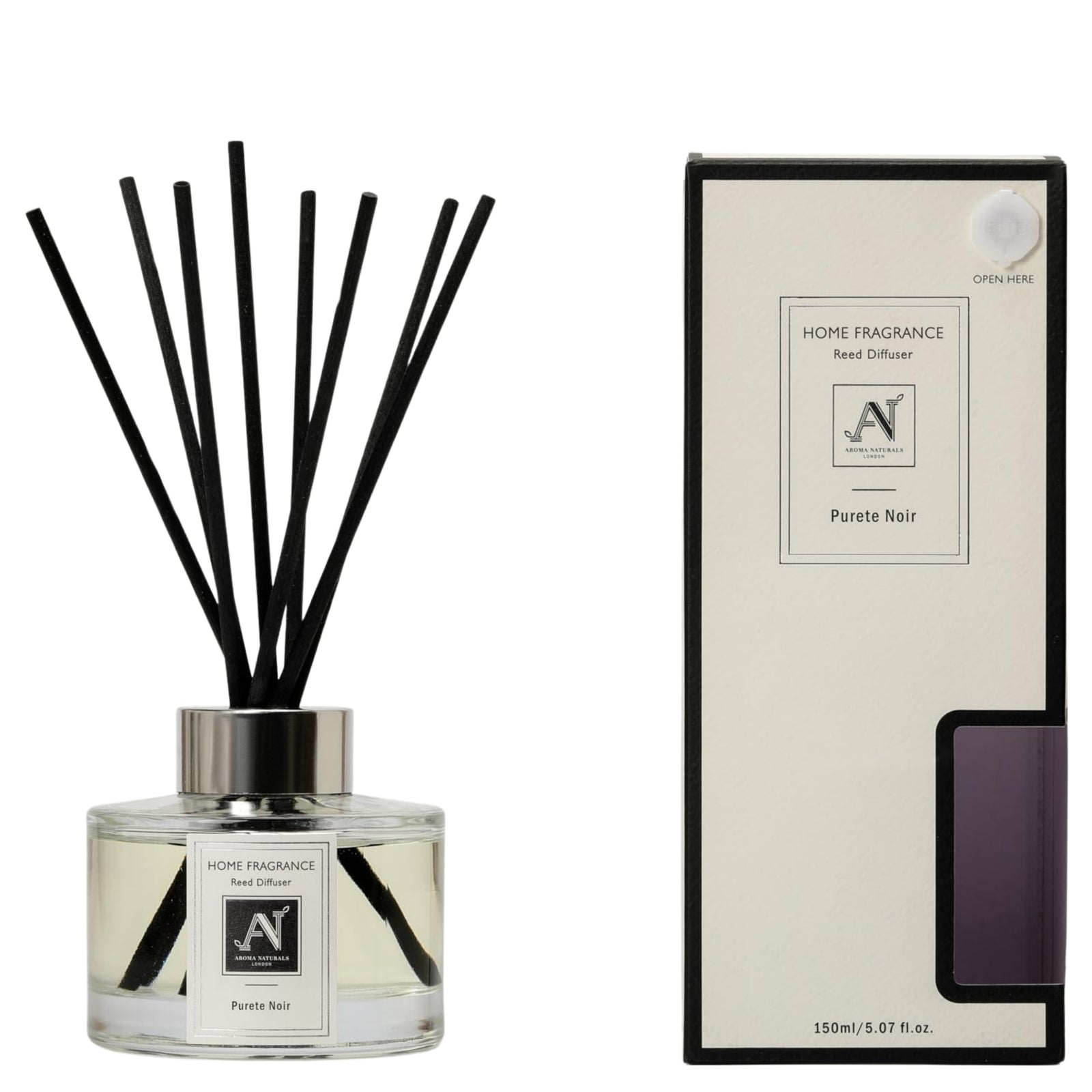 Minimalist Luxe 150ml Reed Diffuser With Metal Collar Purete Noir Scent