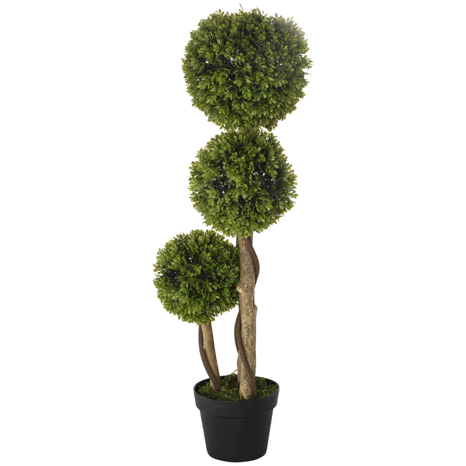 90cm Potted Artificial Plants Boxwood Ball Topiary Trees | One Size | Light Green