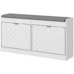 Shoe Bench With 2 Flip Drawers Cushion 8 Pairs For Entryway