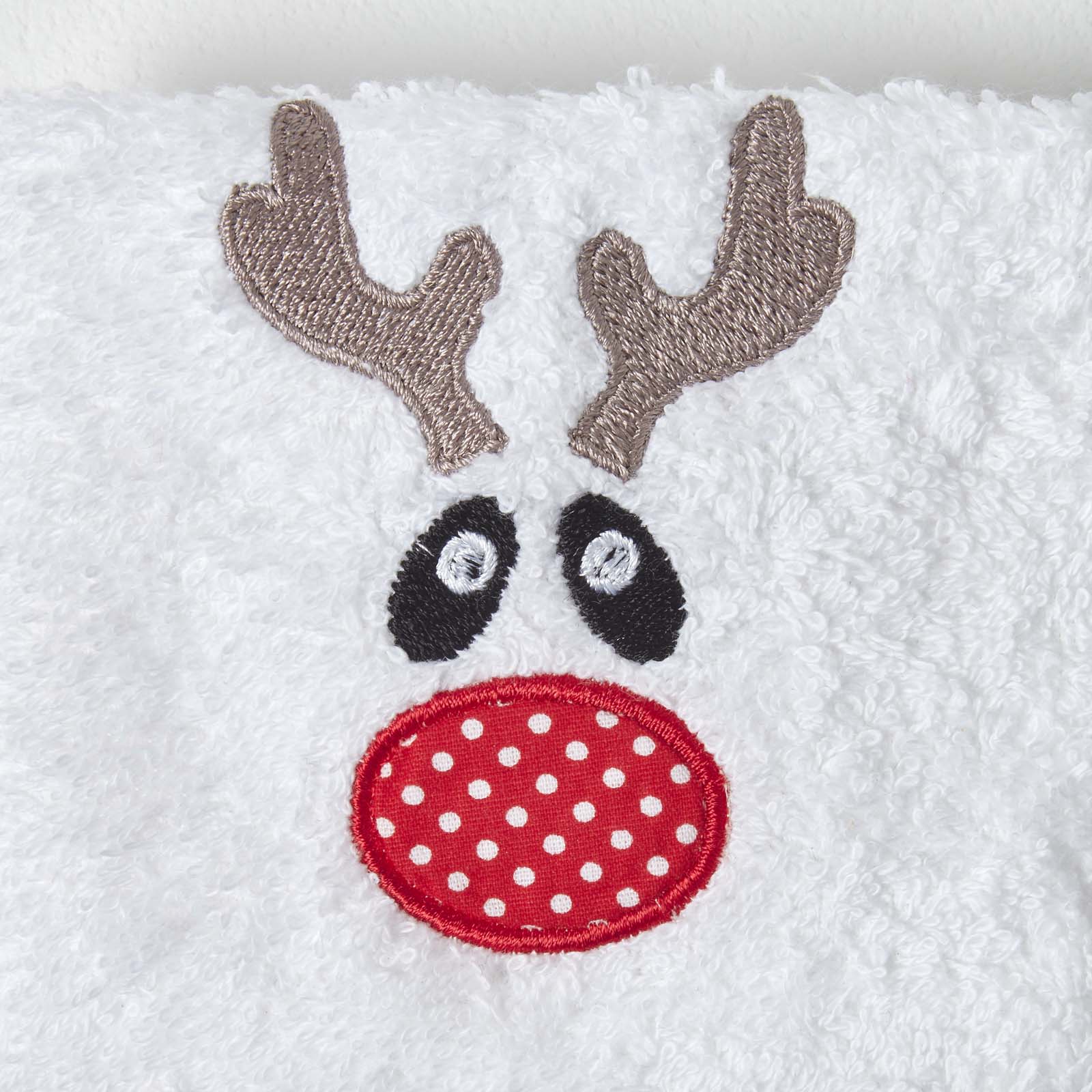 Reindeer Embroidered 100% Cotton Small Christmas Towel