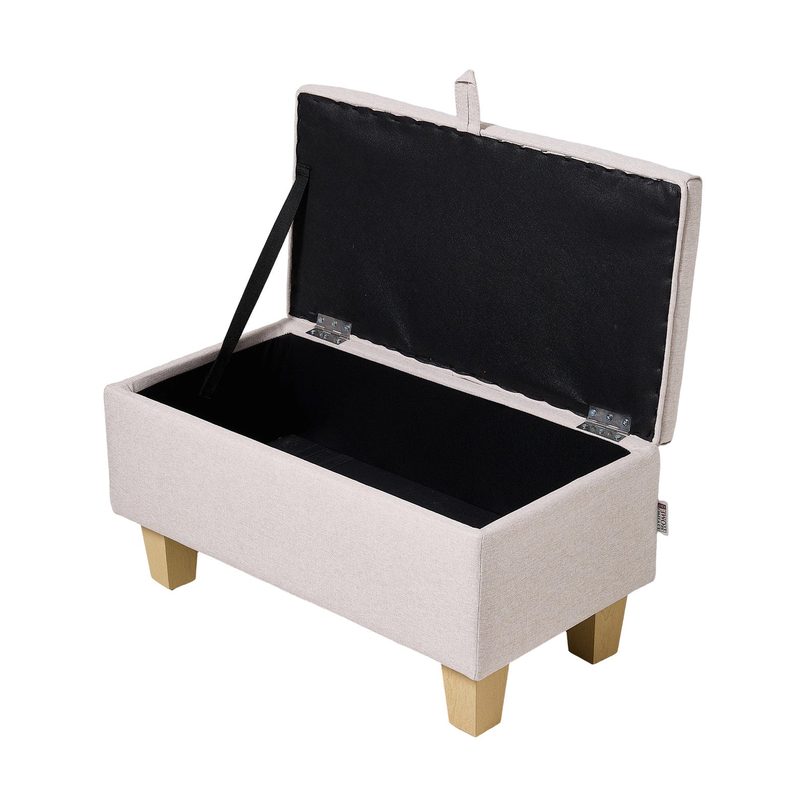 Modern Linen Upholstered Storage Bench | Pink