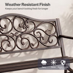 Garden Bench, Outdoor Bench,300kg Metal, Floral Pattern, Bronze | Bronze