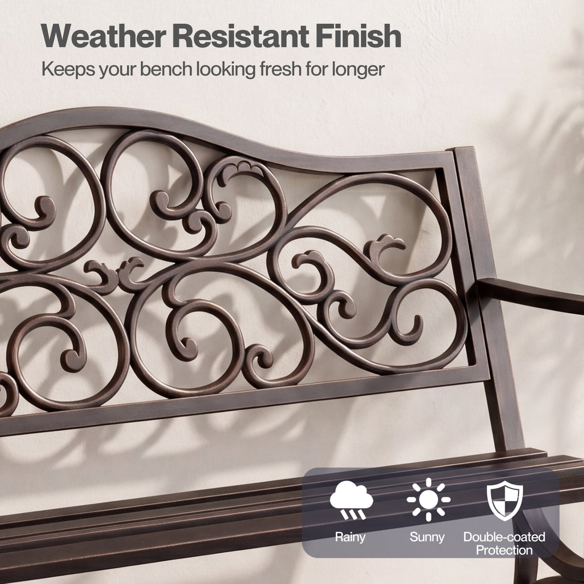Garden Bench, Outdoor Bench,300kg Metal, Floral Pattern, Bronze | Bronze