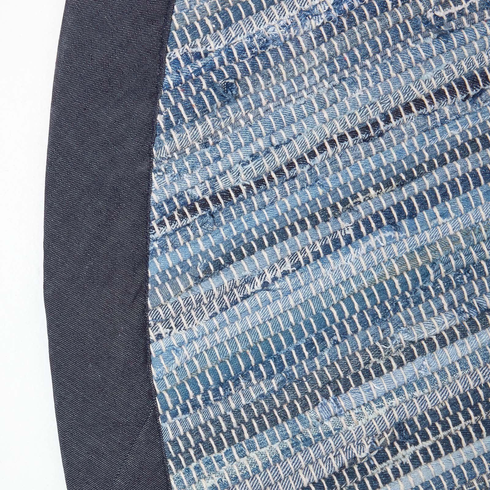 Blue Denim Handwoven Striped Chindi Rug | 150cm | Blue