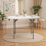 1.2m White/Grey Round Folding Table With Handle | One Size | White